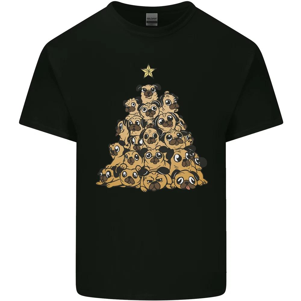 Christmas Pug Funny Dog Xmas Tree Unisexs Light Cotton TShirt S