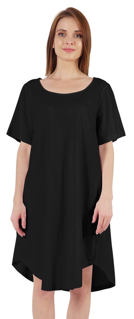 Inkmeso Noční košile pro ženy s krátkým rukávem W Noční košile s kulatým výstřihem Jersey tunika