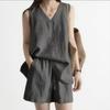 Spring and Summer Fashion Vest Top Loose Shorts Thin Two-piece Set
