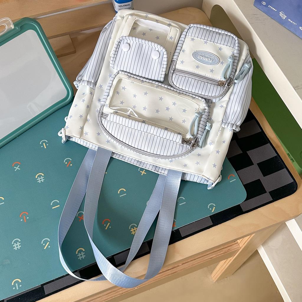 Schoolbag New Schoolbag Female Japanese Ins Cute Dopamine Contrasting Color College Style Primary and Secondary School Students Multi-compartment 