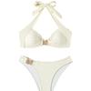 Women's New Solid Color Halter Starfish Sexy Backless Bikini Two Piece Swimsuit