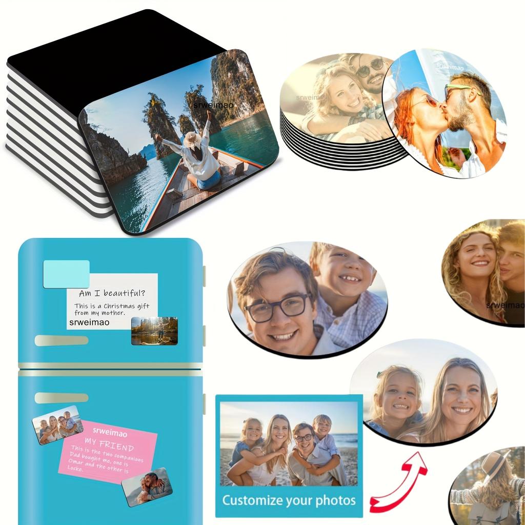 8pc DIY Photo Fridge Magnet Personalize Refrigerator Holiday Decor for Family Memories Friends Lovers Gift Vibrant Print Quality