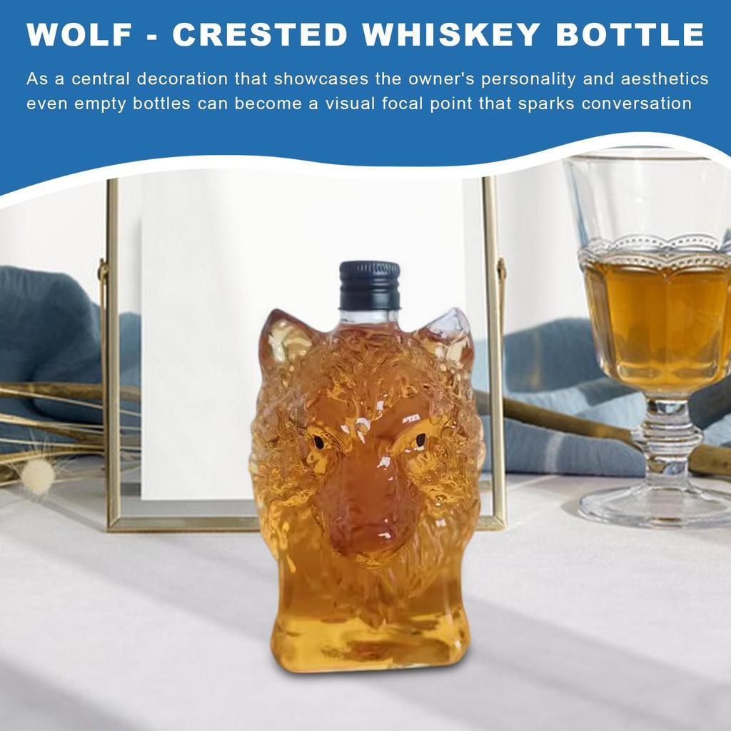 Whiskey Bottle Glasses Alcohol Bottle Drinking Container Realistic Wolf Crested Wine Cup for Sake Iced Tea Vodka Red Wine