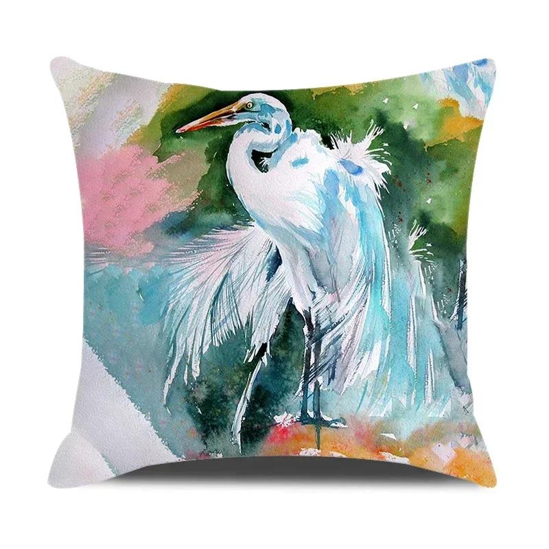Watercolor Animals Cushion Cover 45X45Cm Cartoon Animals Portrait Printed Throw Pillow Cover Home Decorative Pillowcase For Sofa