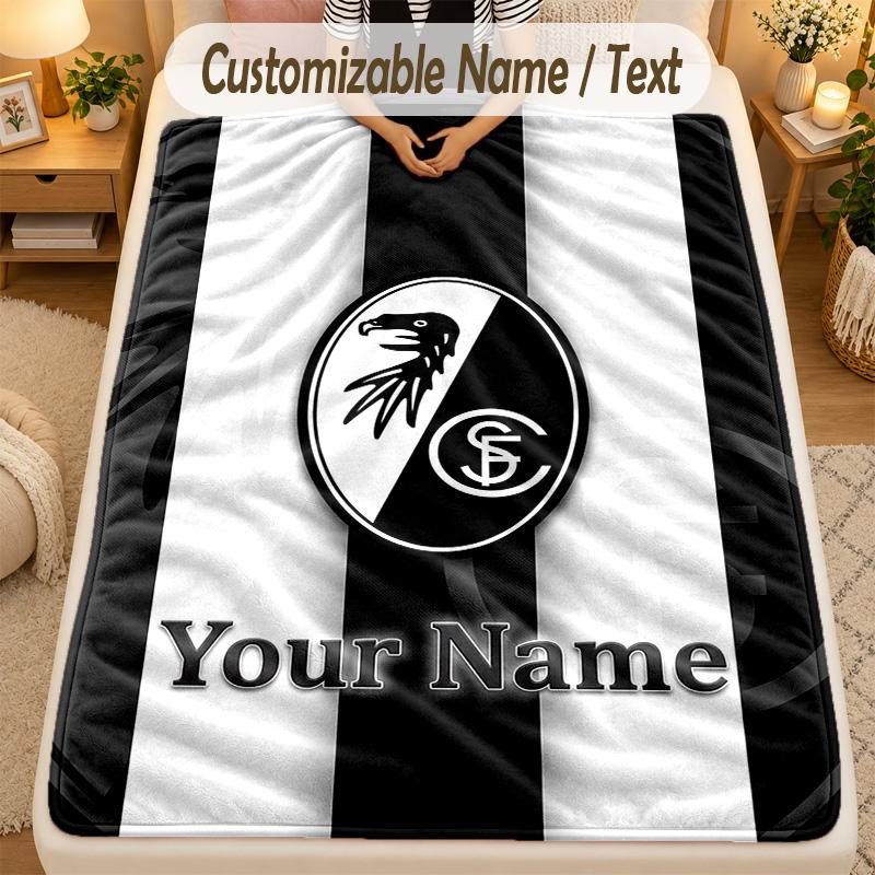 Flannel BlanketSC Freiburg FC Custom Name Text Personalized Soft Warm Throw Blanket Home Decor Gift