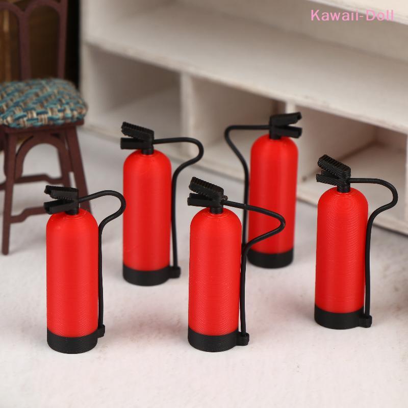 1/2/5Pcs 1/12 Scale Dollhouse Miniature Simulation Fire Extinguisher Ornament Miniature Scene Decor Dolls House Photography Prop
