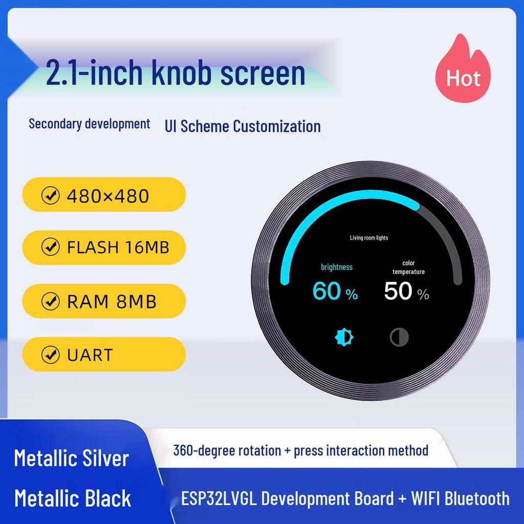 ESP32-C3/S3 Touch Screen Rotary Knob with WiFi & Bluetooth for UI Development (1.28/1.5/2.1 inch)