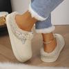 Waterproof Eva Furry Mules Slippers Women Winter Metal Buckle Warm Plush Slippers Soft Thick Bottom Non Slip Indoor Shoes(Order A Size Up)