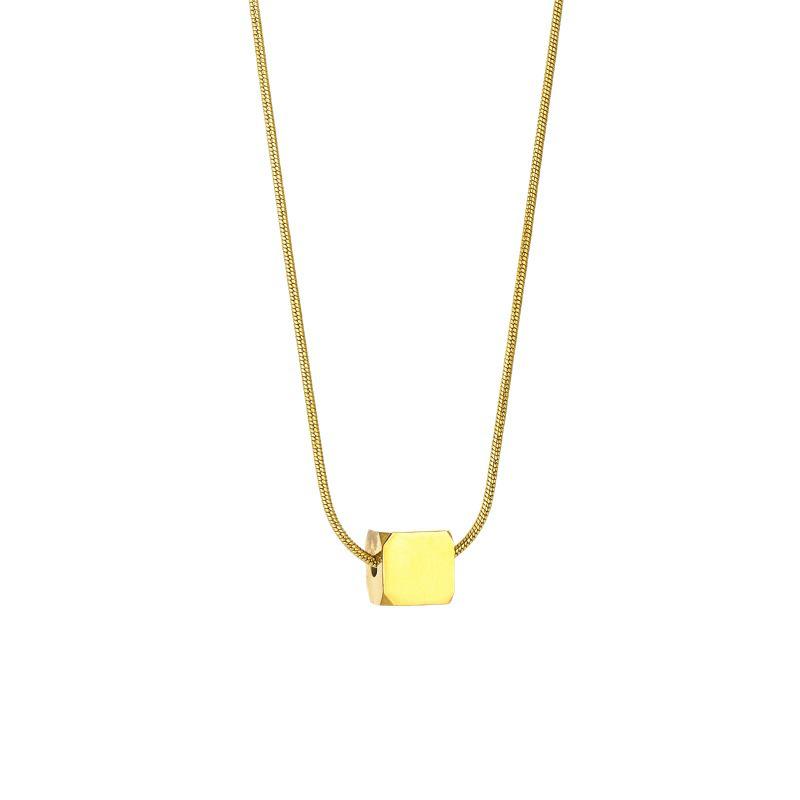 Korean Style Small Square Simple Titanium Steel Choker - Women's Trendy, Light Luxury, Versatile Necklace