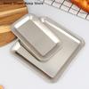 Stainless Steel Serving Tray Cafe Cake Dessert Plate Storage Luxury Square Rectangular Trays Home Kitchen Storage Table Dish