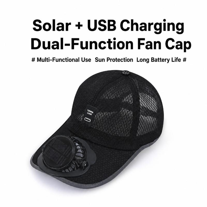 Summer Baseball Cap with Solar-Powered Fan and UV Protection for Outdoor Activities