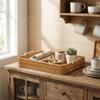 Rectangular Woven Storage Basket Shallow Bin Food Plate Snack Plate Handwoven Basket  Kitchen