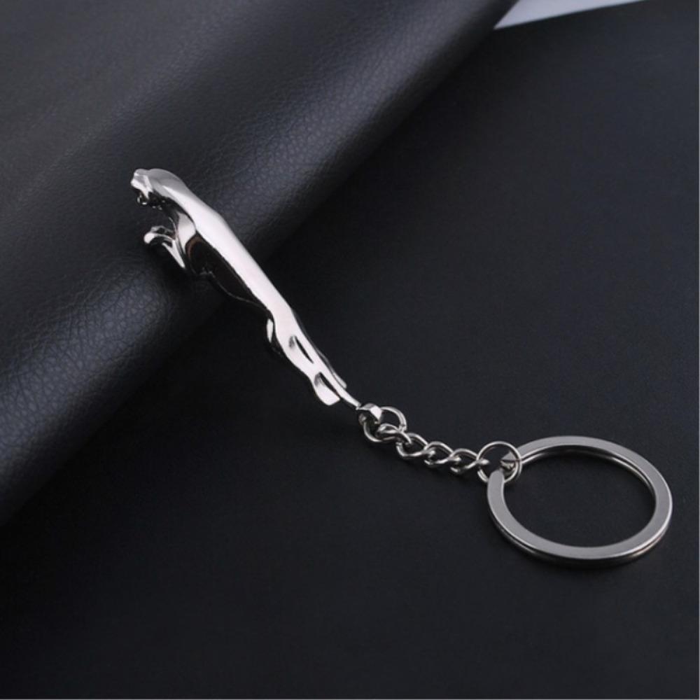 New Simple Street Niche Classic Leopard Keychain Jaguar Car Key Ring Exquisite Bag Keychain Personality Creative Trend Zircon