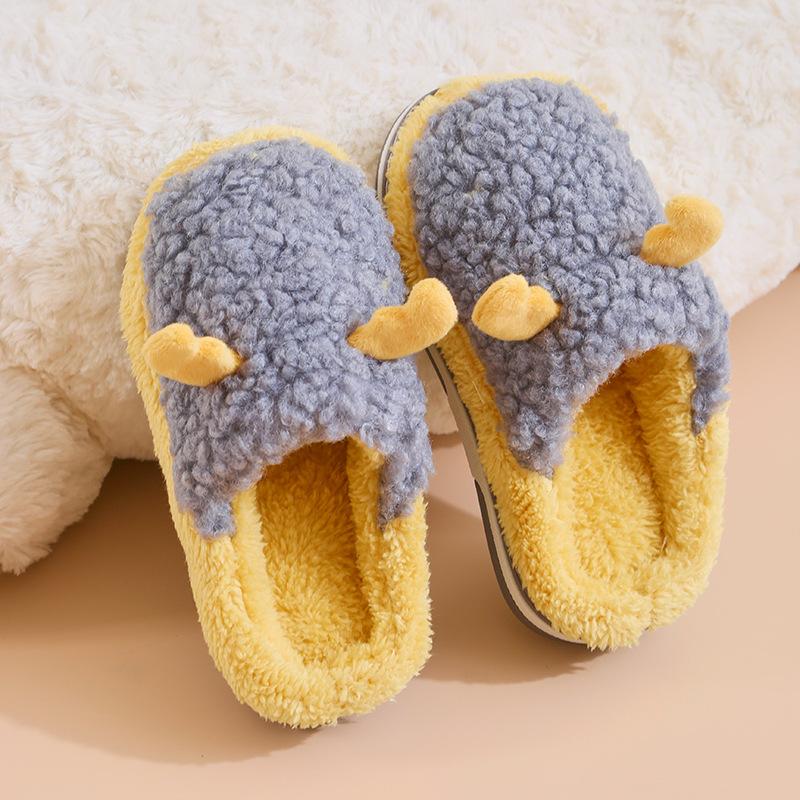 

Новые детские хлопковые тапочки с мультяшными рожками, стильные и милые, домашние, теплые и износостойкие детские хлопковые тапочки 210MM（29-30）