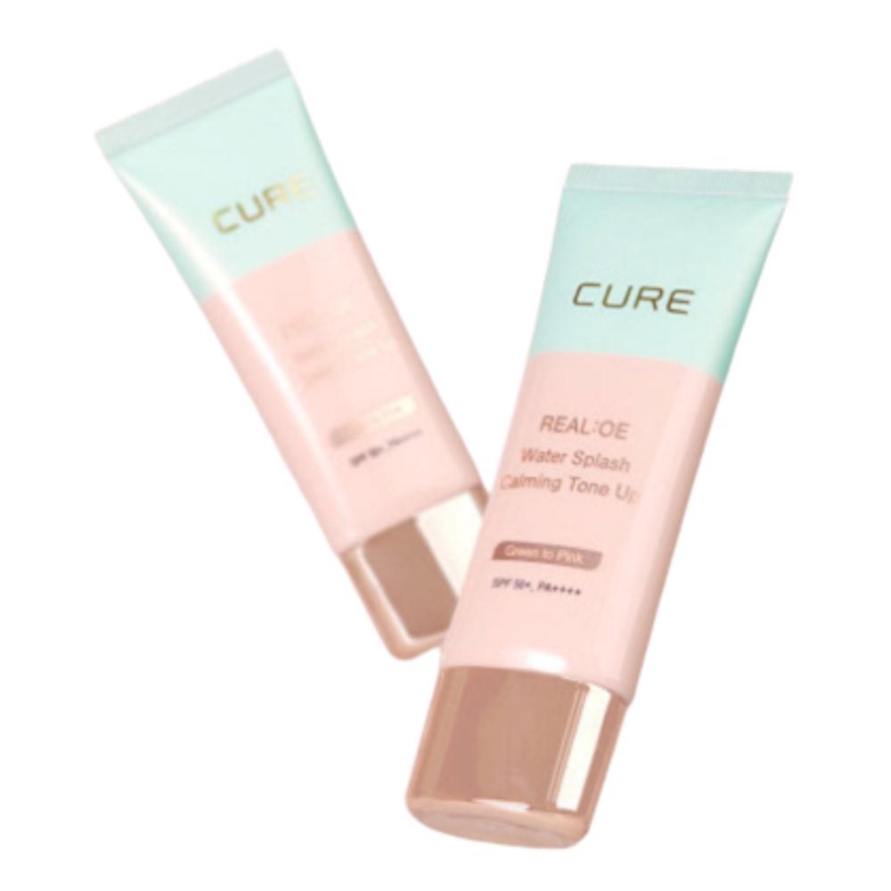 CURE Calming Tone-Up Sun Cream [40ml] - 2 Piece Value Set (80ml Total) - SPF50+ PA++++ Jeju Aloe Brightening & Soothing UV Shield