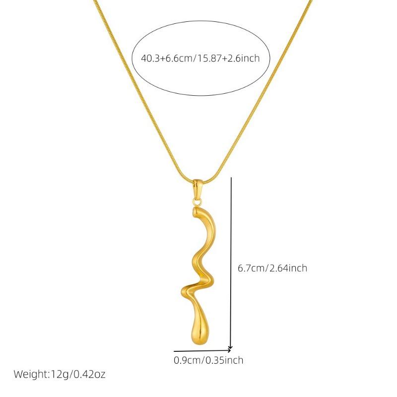 Gold Snake Chain Abstract Wave Drop Necklace