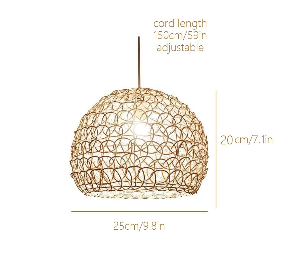 

JOYINLED Modern Rattan Chandelier 25CM Rustic Farmhouse Pendant Lights Woven Lamp Shade Living Room Home Decor Lighting Fixtures No Bulb