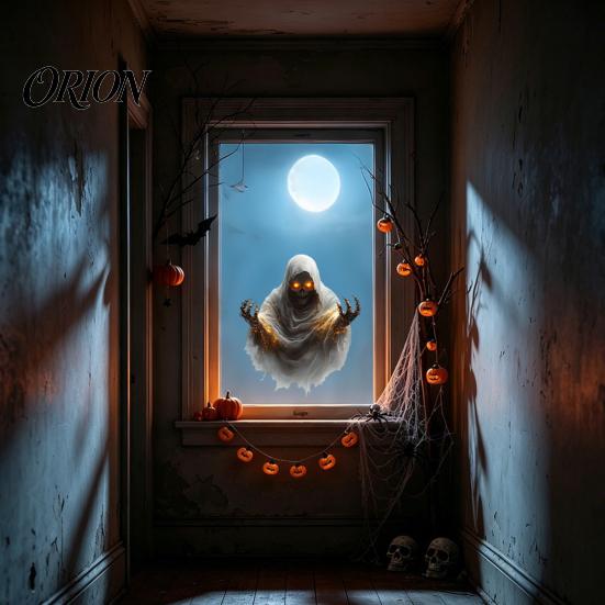 Weather Resistant Glass Ornaments Halloween Ghost Skeleton Grim Reaper Static Window Clings, Horror Break Through Spooky Theme Decals Decals,
