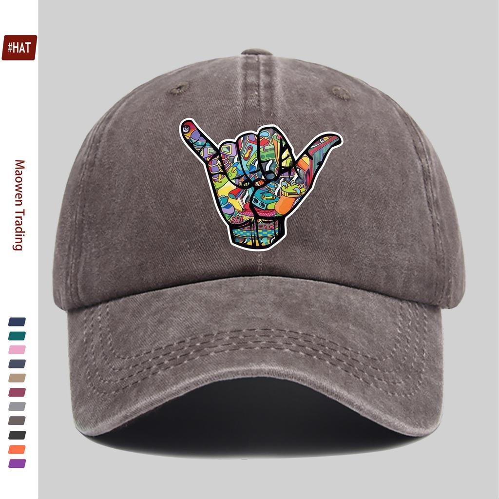 Pc Hawaiian Six Hand Gesture Pattern Print Baseball Cap Casual Decorative Design Sun Hat Comfortable and Lightweight Multi