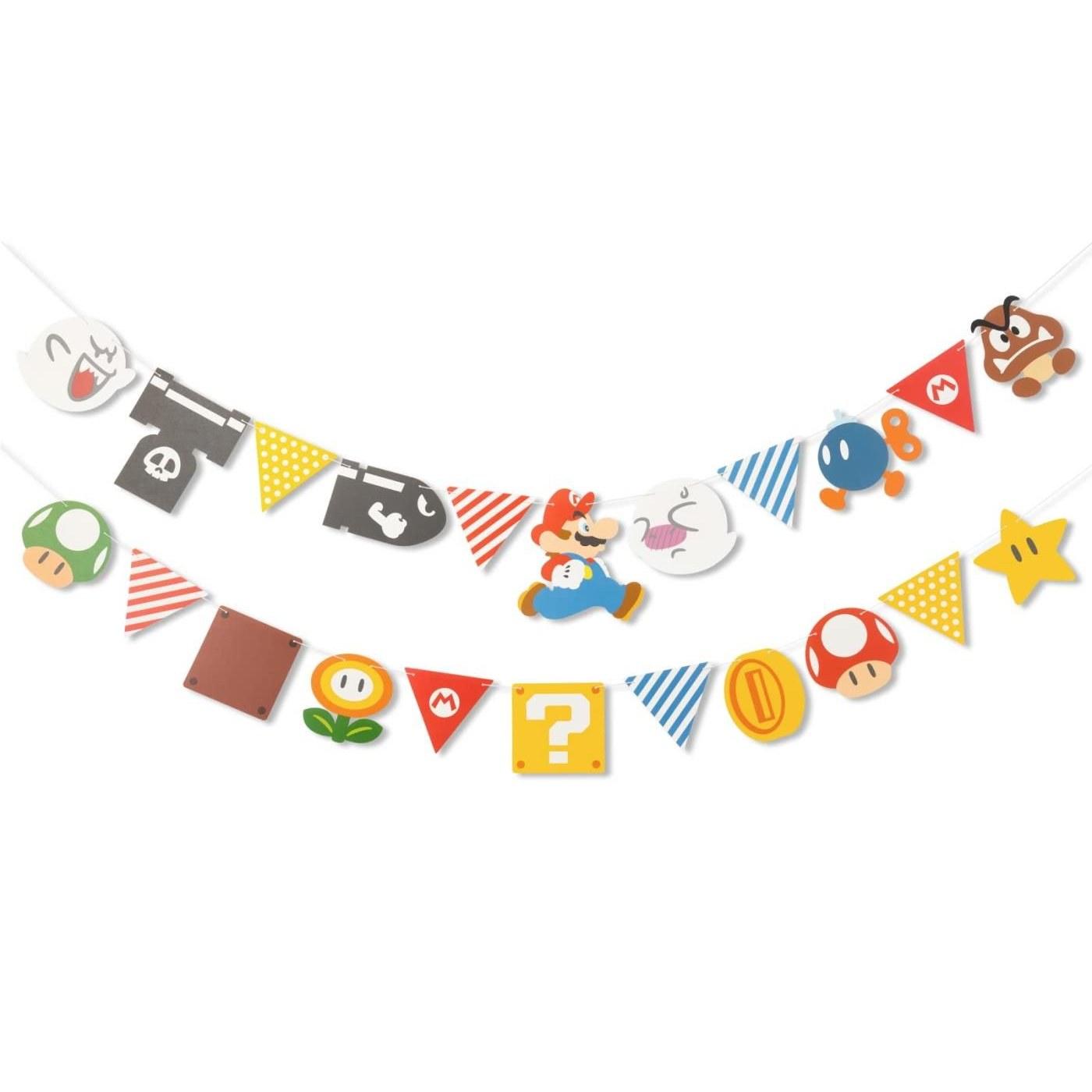 Nintendo Super Mario Home Party Garland (Character Item) Paper Straight Shape String 2 Garlands