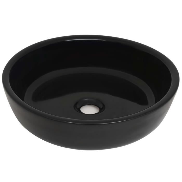 VidaXL Lavabo rond Céramique Noir 42 x 12 cm