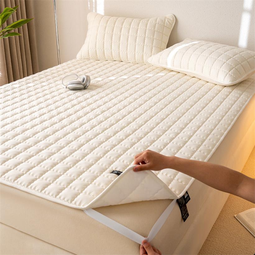 

Водонепроницаемые постельные принадлежности Стеганый защитный чехол для матраса Бесшумный дышащий наматрасник Татами Противоскользящее покрывало Мягкий чехол для кровати 160x200cm 1PC