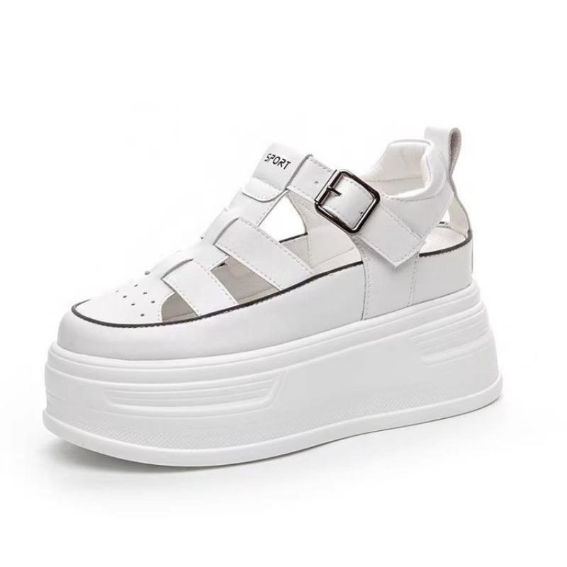 

Thick-soled hollow sandals women s summer new trend versatile pig cage shoes muffin bottom casual women s shoes 35 белый