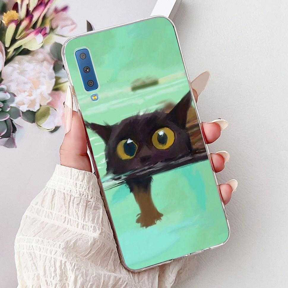 Για Samsung Galaxy A7 (2018) Θήκη Χαριτωμένη Γάτα Μόδα Ζωγραφισμένο Κάλυμμα Μαλακές Θήκες Σιλικόνης Για Samsung A7 A750F 2018 Fundas