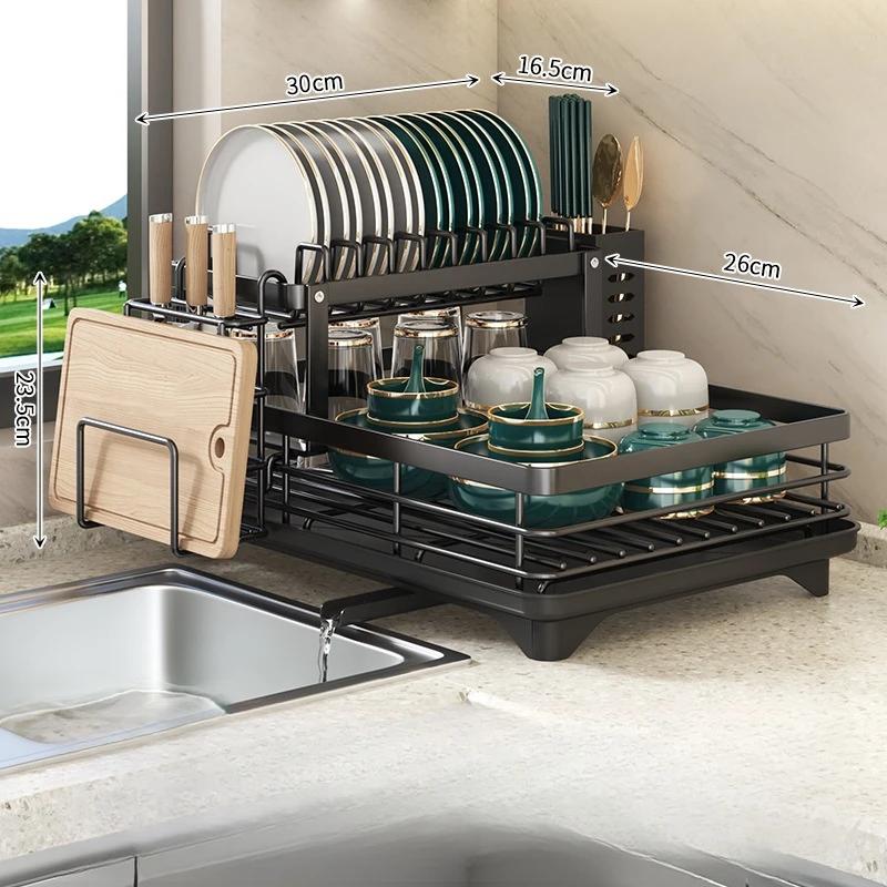 

Подставка для посуды, сушилка для посуды, сушилка для посуды, кухонная сушилка для посуды с корзиной для слива, органайзер для столовых приборов, сушилка для посуды