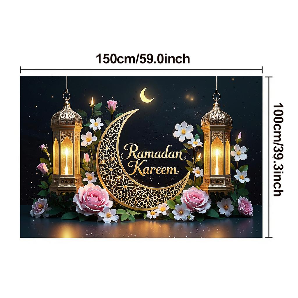 Elegant Eid Al-Adha Moon Photography Backdrops Wall Decoration for Room and Party,Festive Home Decor for New Year and Eid Celebrations