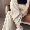 Spring Autumn Plus Size 3XL 4XL Sweatpants Jogger Women Wide Leg Pants High Waist Solid Elastic Bottom Slit Woman Pant Loose Long Trousers