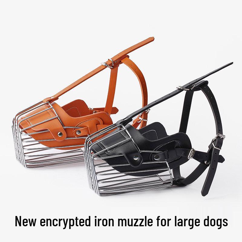 

New Anti-Bite Iron Dog Muzzle for Medium and Large Breeds: Norwegian Elkhound, Golden Retriever, Malinois - Prevents Random Eating Default Option