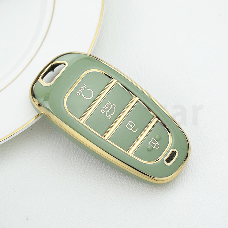 Car Key Cover Shell Fob Case Holder Bag for Hyundai Santa Fe Tucson 2022 NEXO NX4 Atos Solaris Prime Keyless Accessories