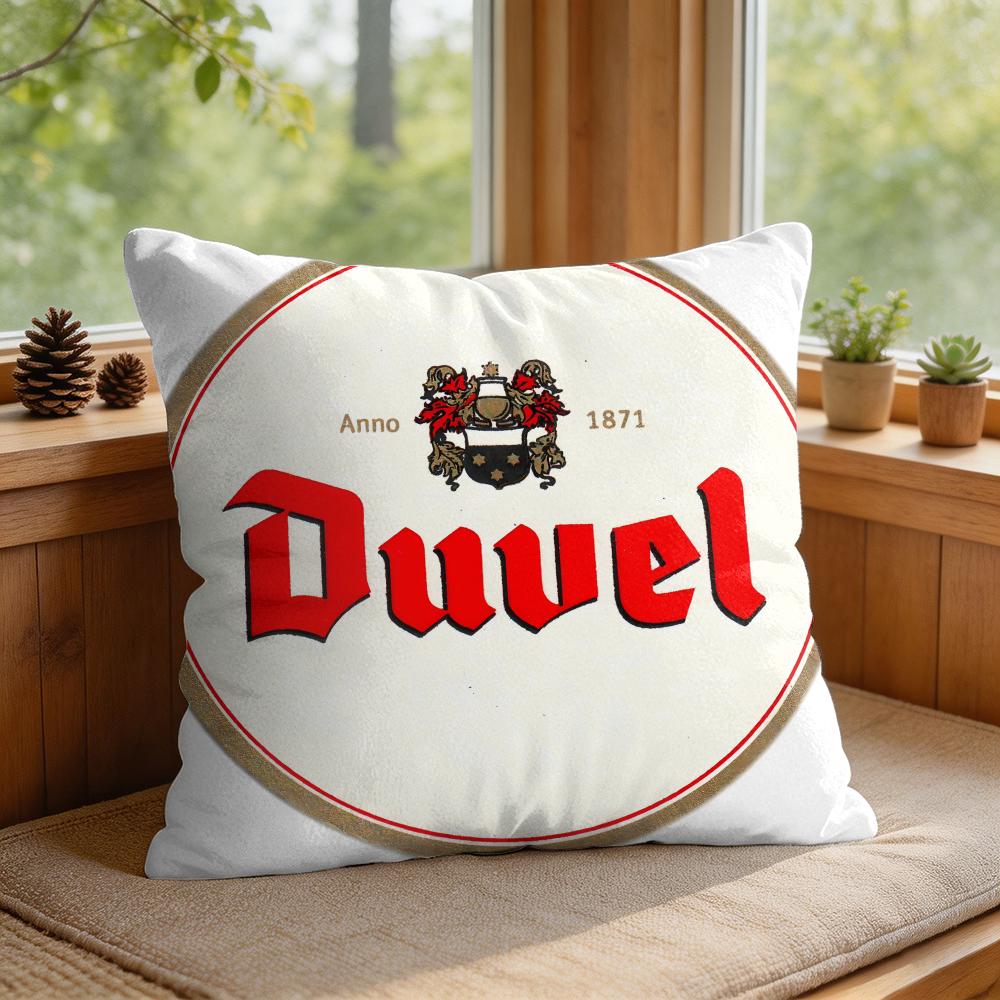 DDuvel Beer Beer Logo Cushion Cover Square Short Plush Pillow Case Living Room Sofa Home Decor Funda X