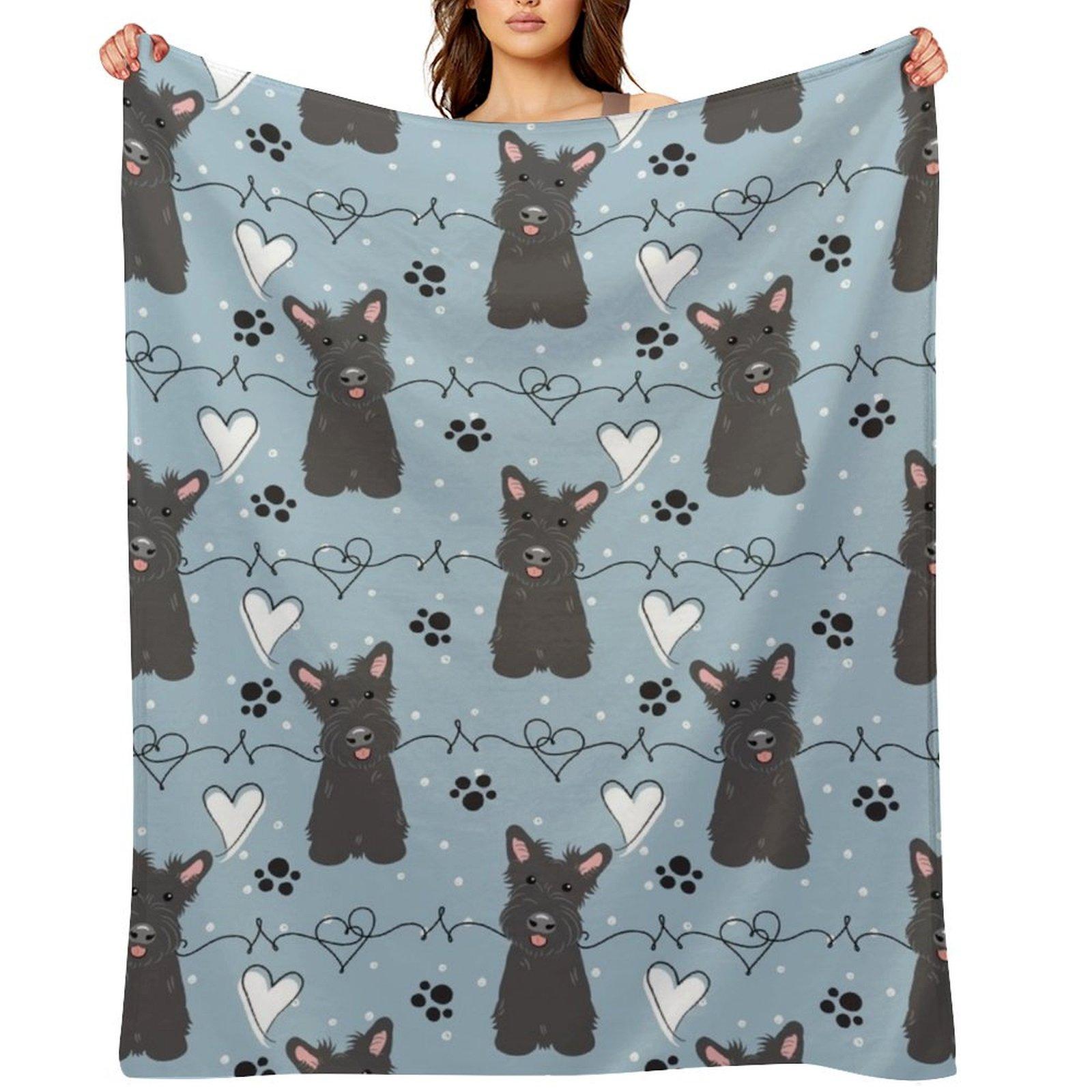 ЛЮБОВЬ Черный шотландский терьер Плед Роскошный Утолщенный Для Декоративного Дивана Манга Термоодеяла 30x40in