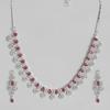 Silver Plated Diamond Round Necklace Set Diamond Necklace Set for Women