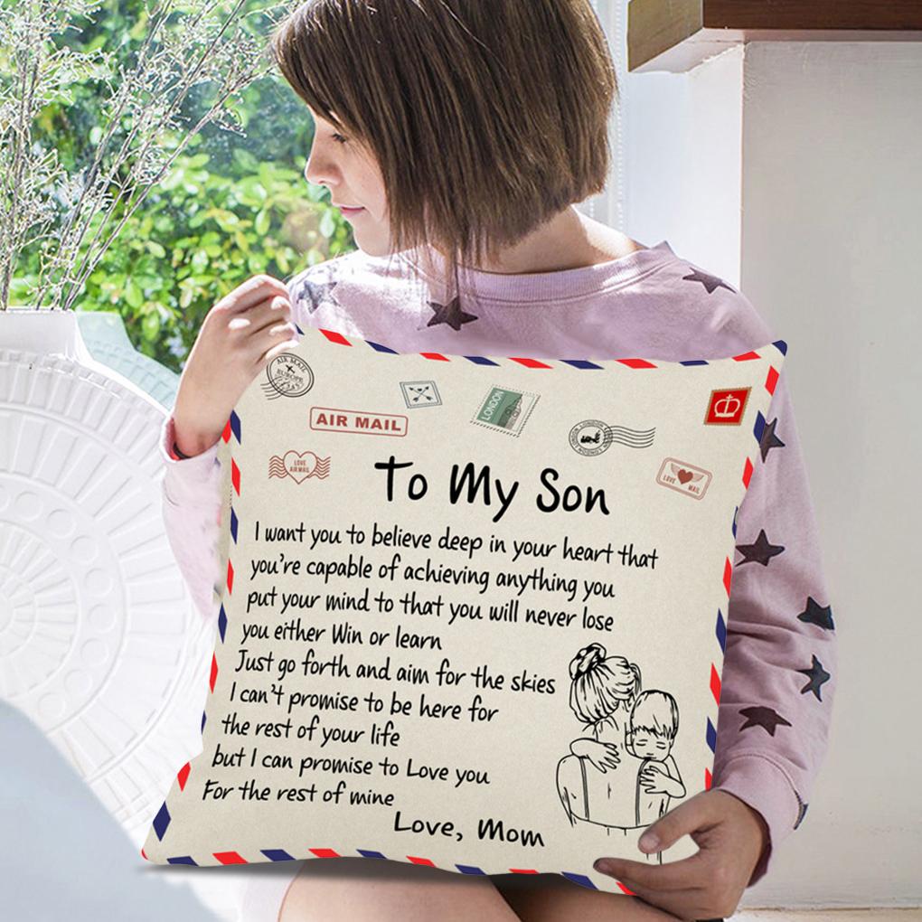 Pillow Cover Fiber Square Throw Pillow Cover Lettering Washable Sofa Cushion Case
