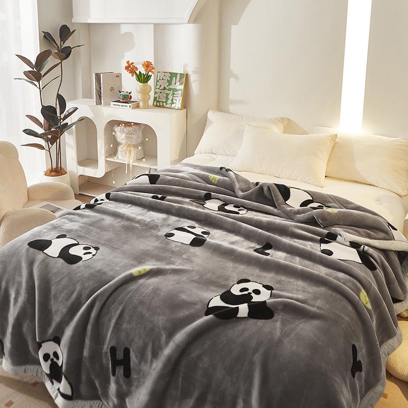 Double-Sided Coral Fleece Raschel Blanket - Thickened Velvet Cover for Autumn & Winter, Perfect Wedding Gift