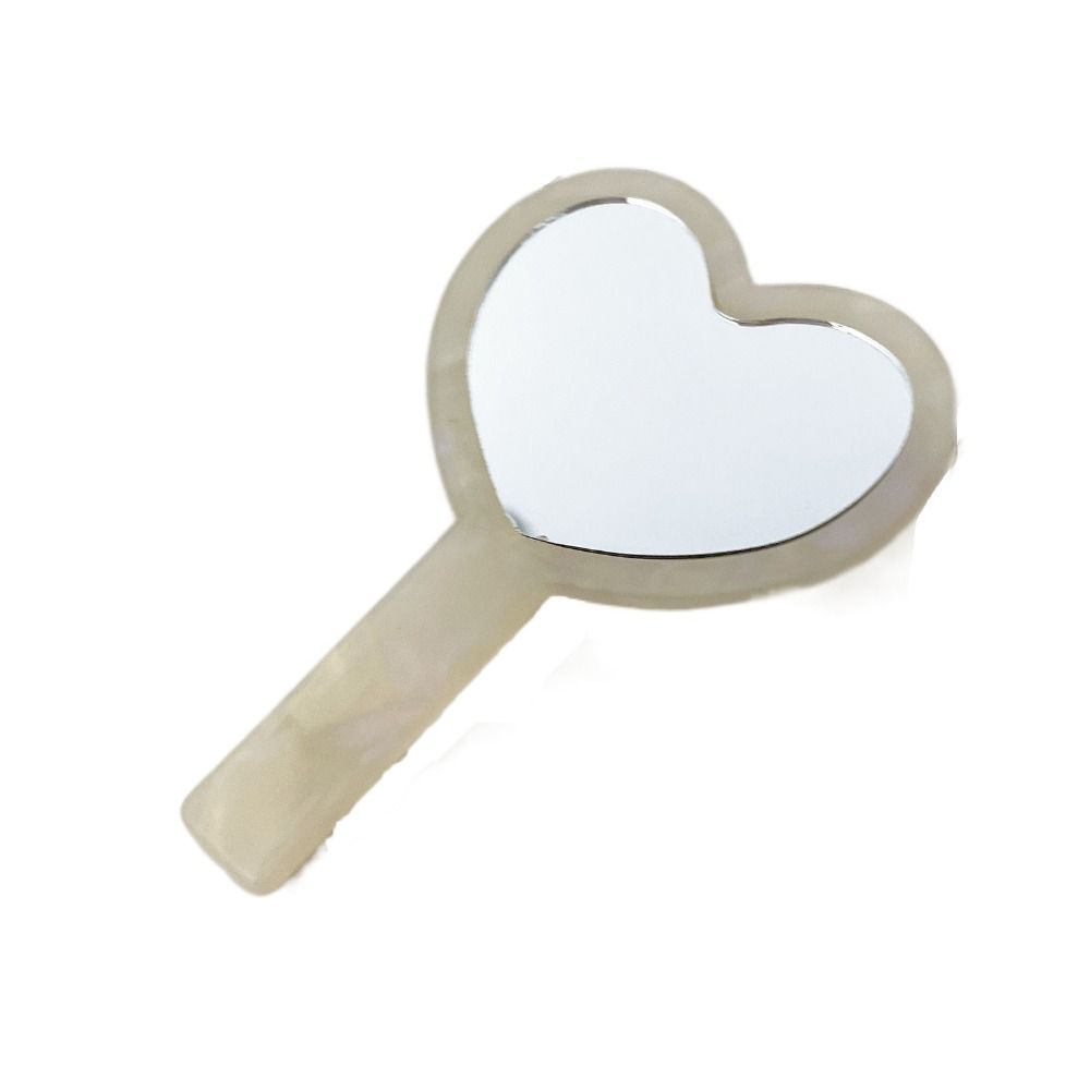 Heart Shape Handheld Mirror Acetic Acid Texture Dressing Mirror Creative Small Makeup Mirror  Woman