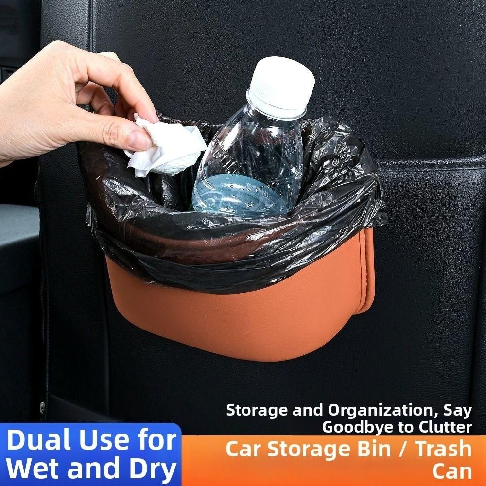 Leather Car Door Storage Box Waterproof Car Trash Can Convenient Car Cup Holder Sundries