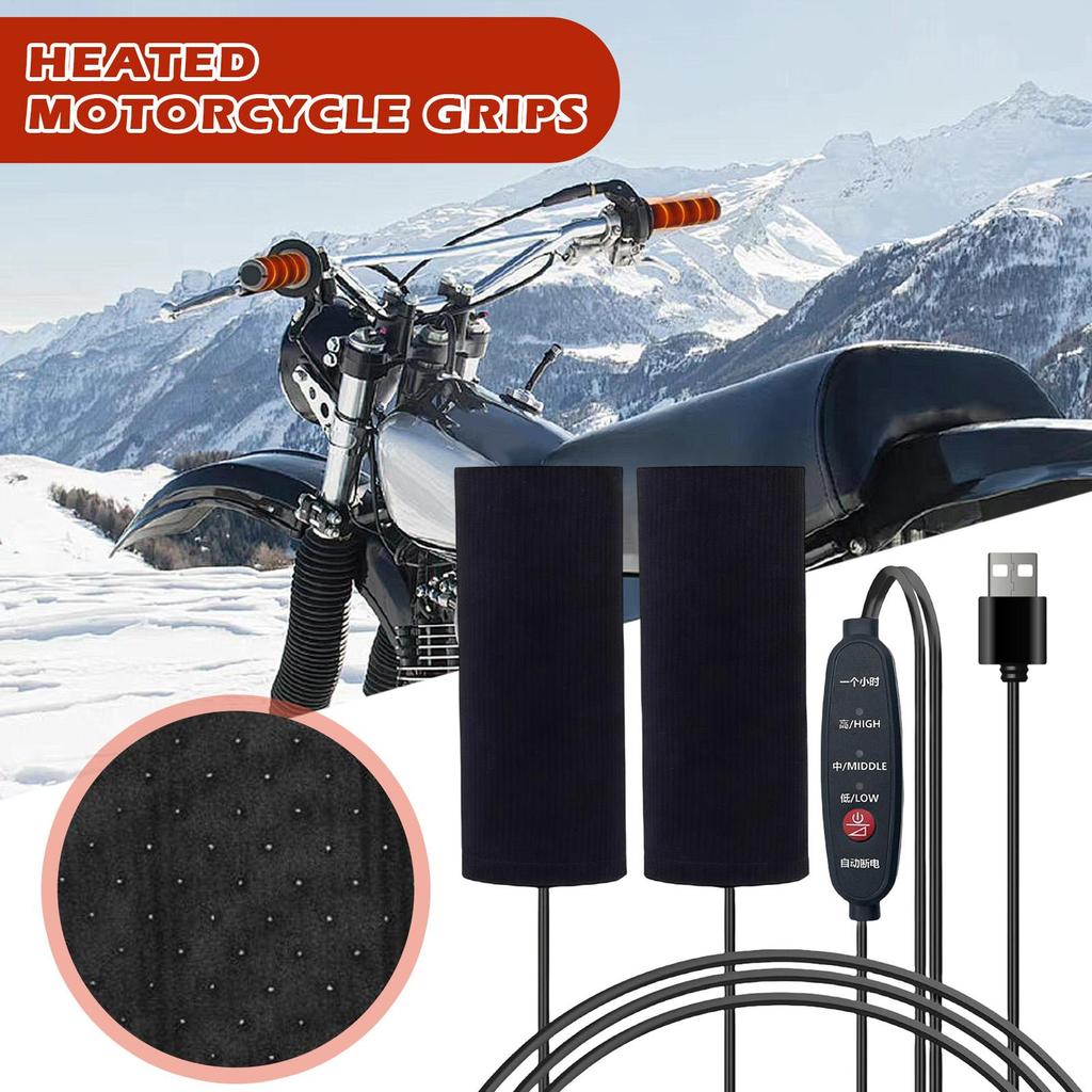 Motorcycle Handlebar Heater Grips USB-Powered Warmer 3-speed Temperature Adjustable Portable Grip Heater For Scooter Bikes