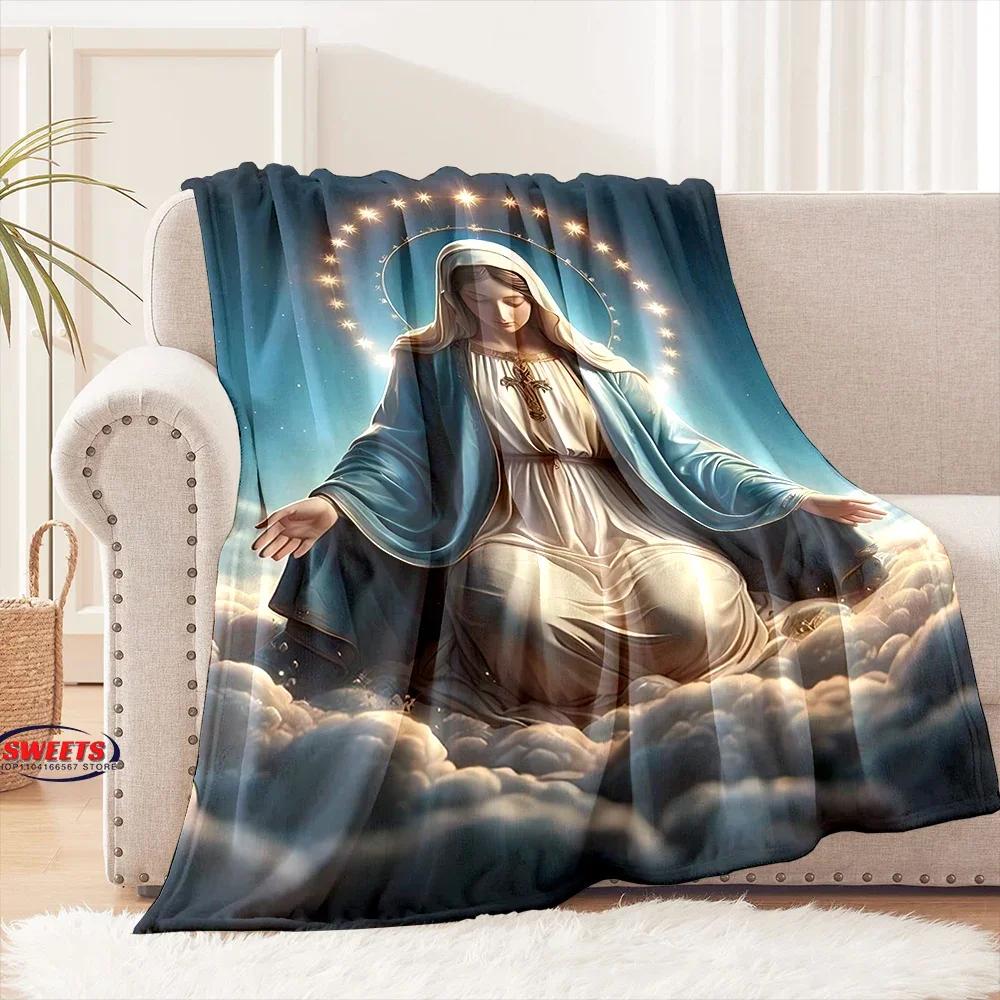 New Arrival ! Virgin Mary Pray Blanket, Warm and Cozy Flannel Blanket, Sofa Bedroom Office Leisure Nap Cover Blanket, Nice Gift