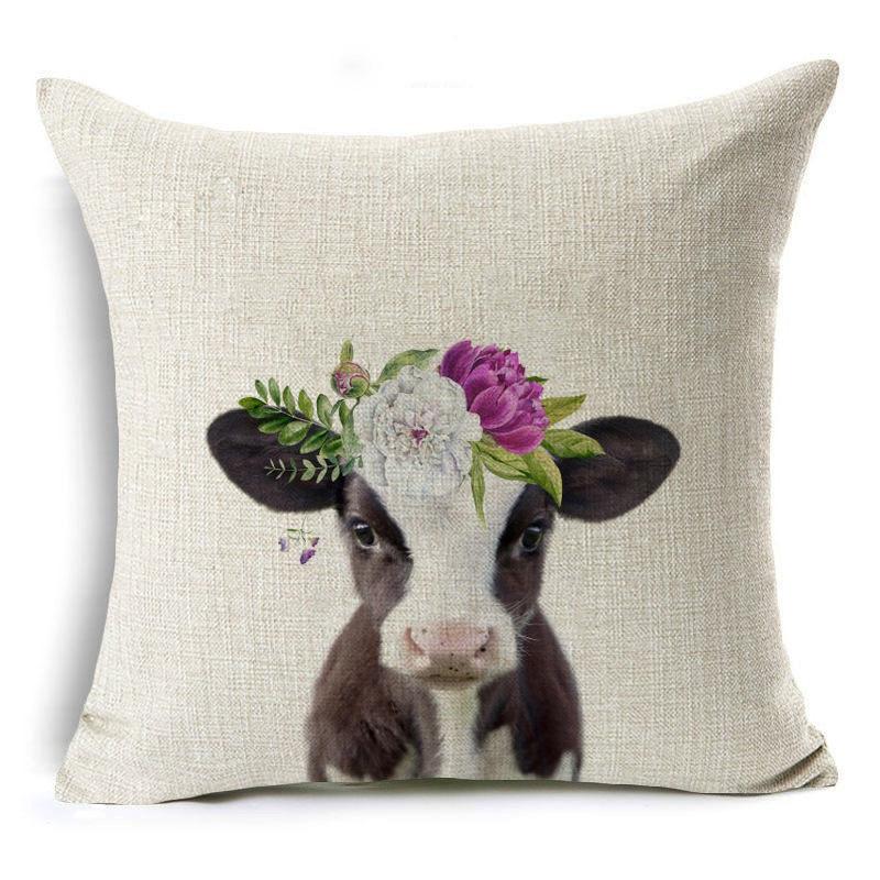New Cute Little Animal Linen Pillowcase Home Sofa Pillowcase
