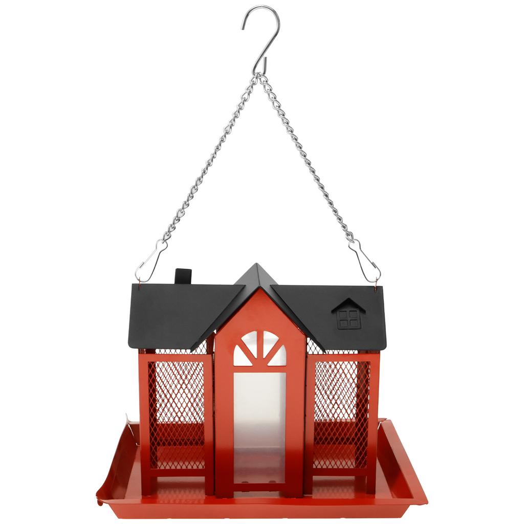 Metal Hanging Wild Bird Feeder Waterproof Outdoor Hang House Type Large Capacity Garden Decor Backyard Wildlife Birding
