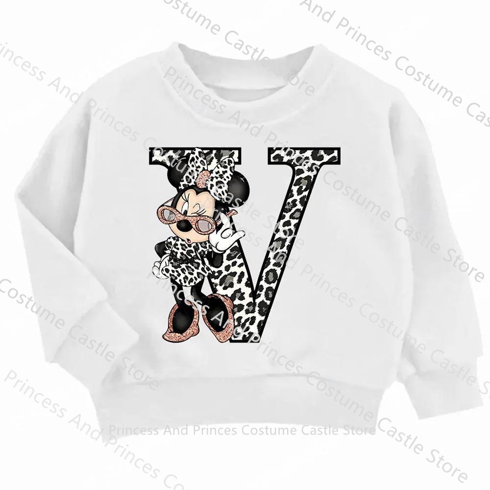 Children MINISO Minnie Hoodie Letter A B C D Kid Casual Clothes O-neck Pullover Little Baby Kawaii Cartoons Boy Girl Sweatshirts