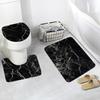 Marble Print Bathroom 3piece Set Nonslip Absorbent Bathroom Floor Mat Carpet Absorbent Shower Mat and Ushaped Carpet