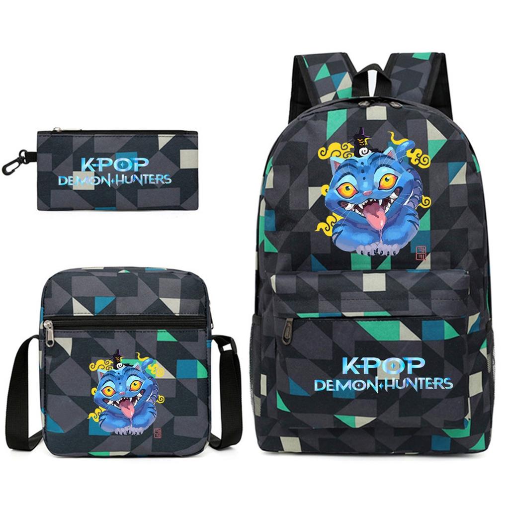 Movie Peripheral Print Backpack, School Bag Student Campus With Plush Ball Backpack