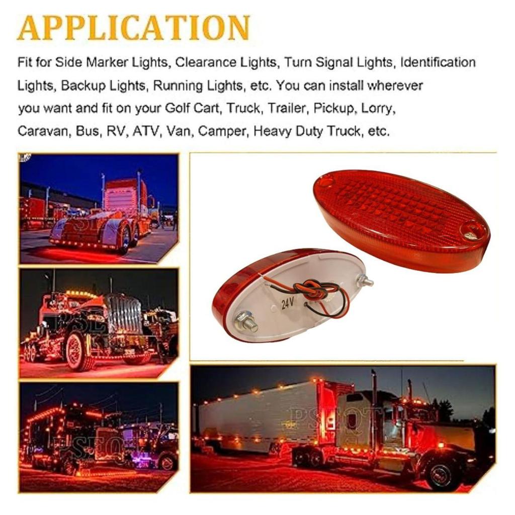 18PCS LED Marker Lights Trailer 24V Waterproof Red Chicken Side Marker Clearance Lights for Semi Trucks Freightliner Cargo – Universal Fit