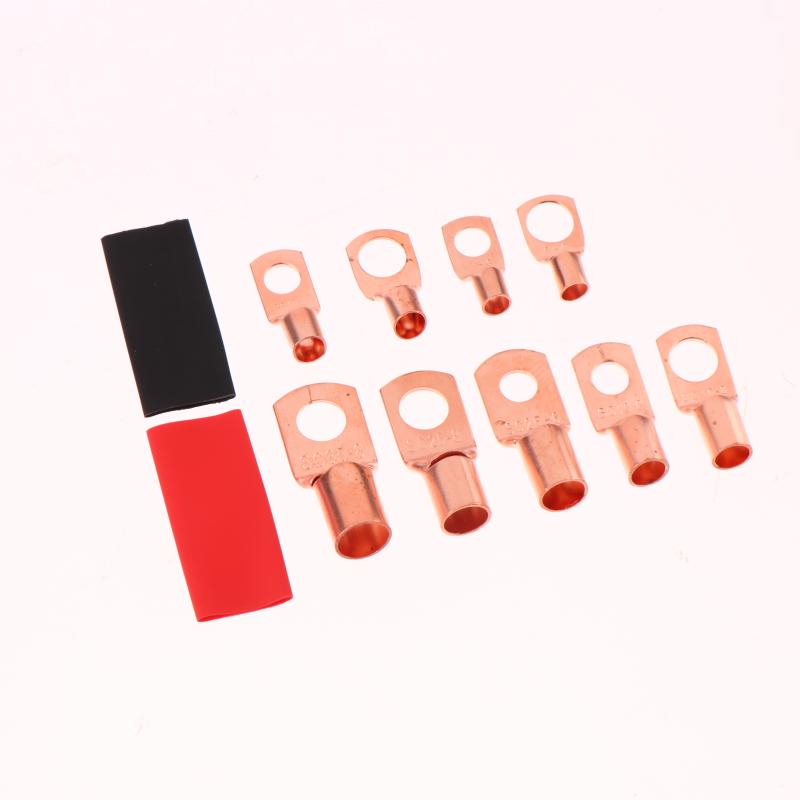 60/100/130Pcs Awg 4 6 8 10 12 Ring Lug Kit With Shrink Tubing 50 Battery Cable Lugs With Shrink Copper Terminal Connectors