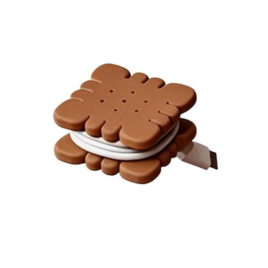 

Cable Organizer Biscuit Shape with Tool-Free Rotating Design Holder Compact Portable Desktop Wire Management for Charging Headphone Cables S коричневий